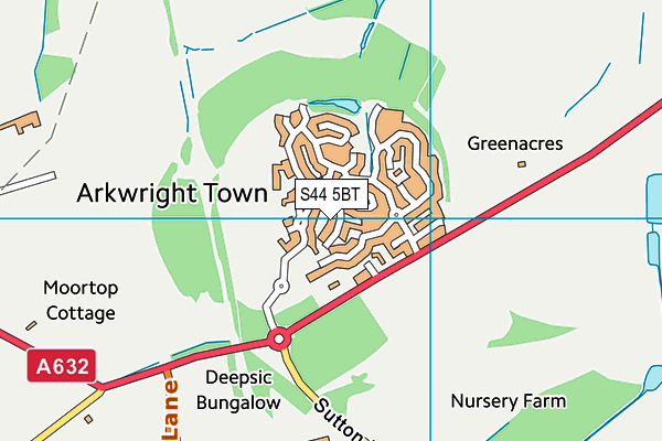 S44 5BT map - OS VectorMap District (Ordnance Survey)