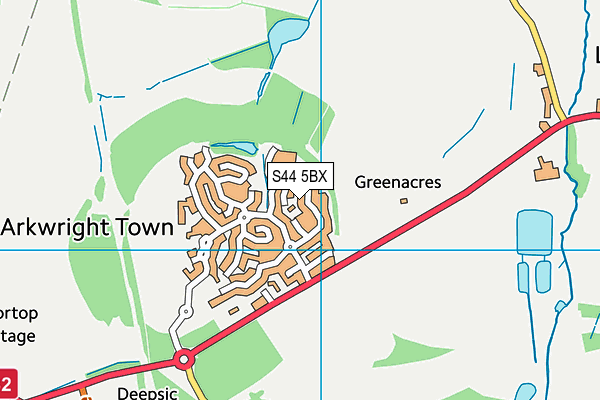 S44 5BX map - OS VectorMap District (Ordnance Survey)