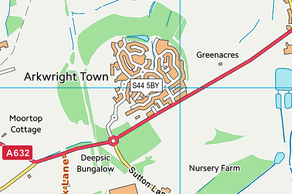 S44 5BY map - OS VectorMap District (Ordnance Survey)