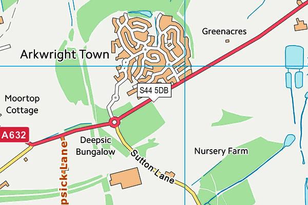 S44 5DB map - OS VectorMap District (Ordnance Survey)