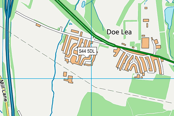 S44 5DL map - OS VectorMap District (Ordnance Survey)