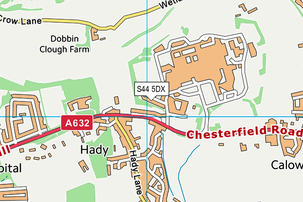 S44 5DX map - OS VectorMap District (Ordnance Survey)