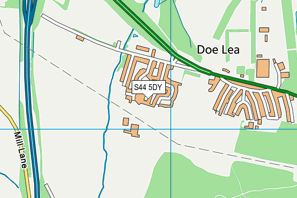 S44 5DY map - OS VectorMap District (Ordnance Survey)