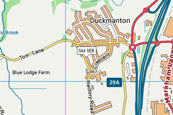 S44 5EB map - OS VectorMap District (Ordnance Survey)