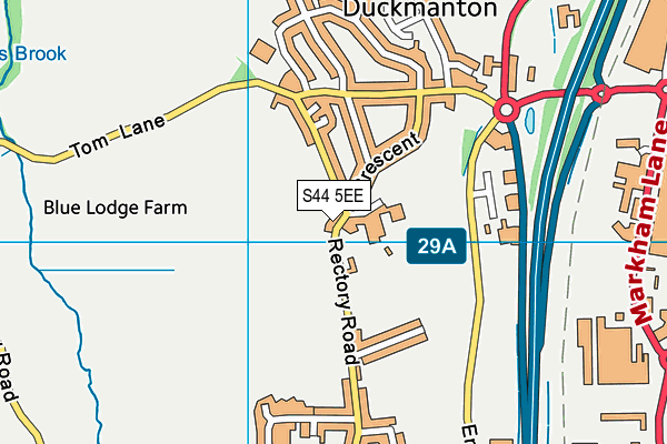 S44 5EE map - OS VectorMap District (Ordnance Survey)