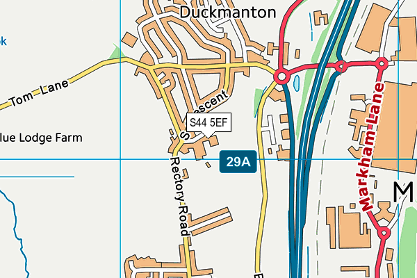 S44 5EF map - OS VectorMap District (Ordnance Survey)