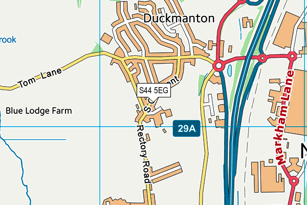 S44 5EG map - OS VectorMap District (Ordnance Survey)