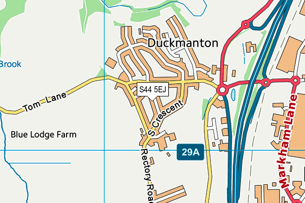 S44 5EJ map - OS VectorMap District (Ordnance Survey)