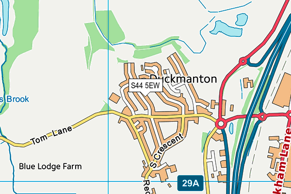 S44 5EW map - OS VectorMap District (Ordnance Survey)