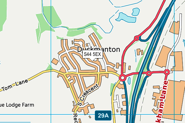 S44 5EX map - OS VectorMap District (Ordnance Survey)