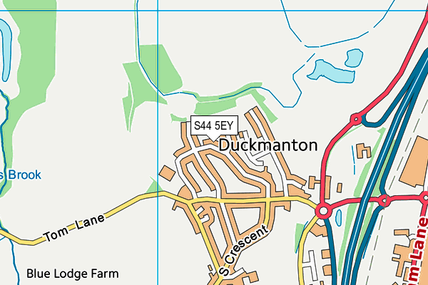 S44 5EY map - OS VectorMap District (Ordnance Survey)