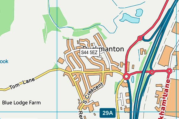 S44 5EZ map - OS VectorMap District (Ordnance Survey)
