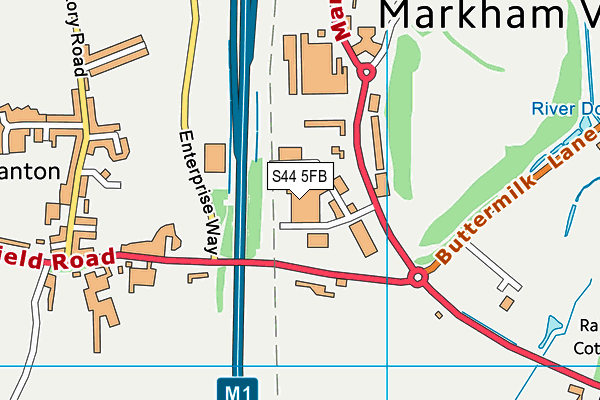 S44 5FB map - OS VectorMap District (Ordnance Survey)