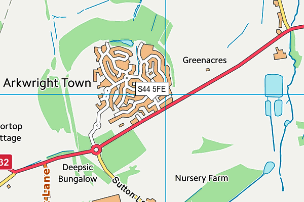 S44 5FE map - OS VectorMap District (Ordnance Survey)