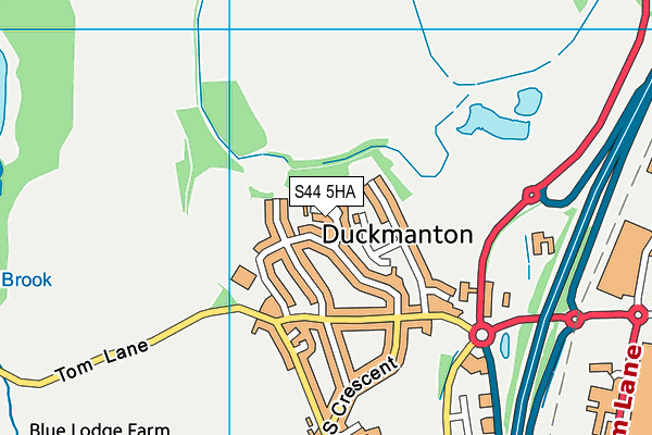 S44 5HA map - OS VectorMap District (Ordnance Survey)