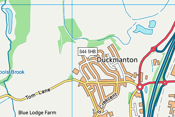 S44 5HB map - OS VectorMap District (Ordnance Survey)