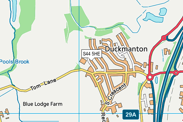 S44 5HE map - OS VectorMap District (Ordnance Survey)