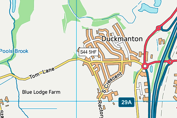 S44 5HF map - OS VectorMap District (Ordnance Survey)