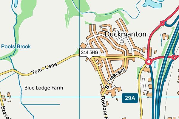 S44 5HG map - OS VectorMap District (Ordnance Survey)