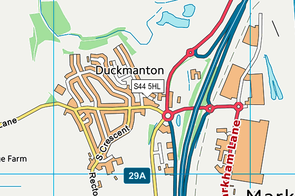 S44 5HL map - OS VectorMap District (Ordnance Survey)