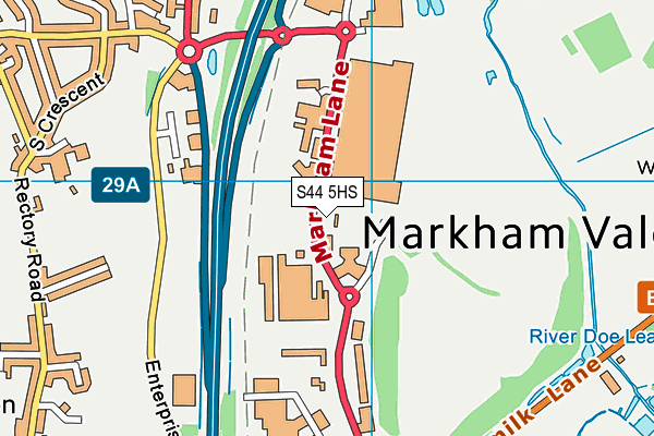 S44 5HS map - OS VectorMap District (Ordnance Survey)