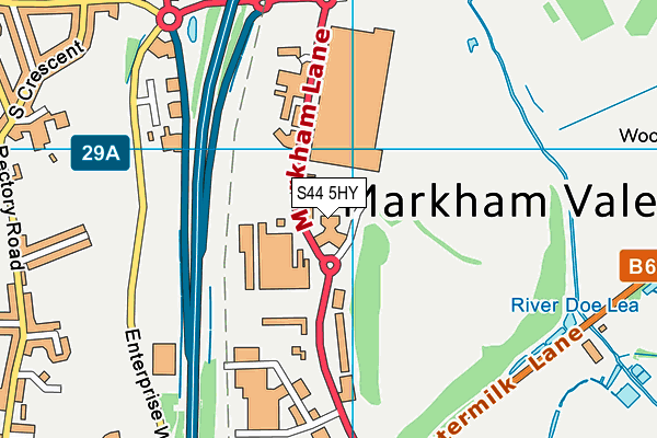 S44 5HY map - OS VectorMap District (Ordnance Survey)