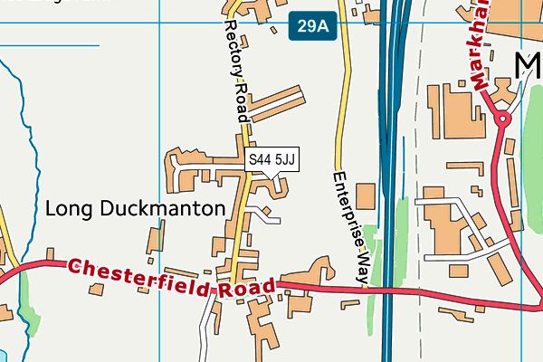 S44 5JJ map - OS VectorMap District (Ordnance Survey)