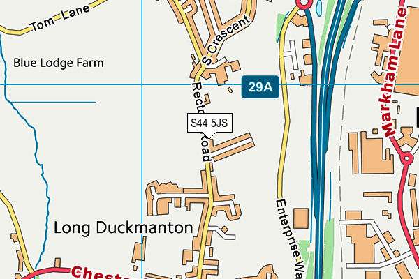 S44 5JS map - OS VectorMap District (Ordnance Survey)