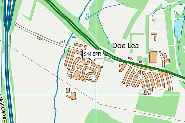 S44 5PR map - OS VectorMap District (Ordnance Survey)