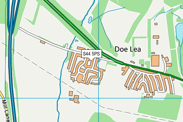 S44 5PS map - OS VectorMap District (Ordnance Survey)