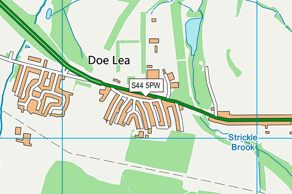 S44 5PW map - OS VectorMap District (Ordnance Survey)