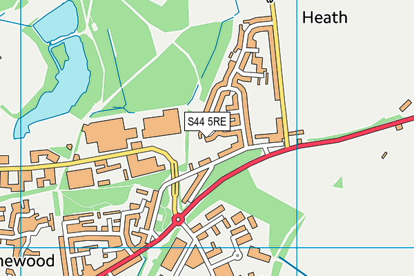 S44 5RE map - OS VectorMap District (Ordnance Survey)