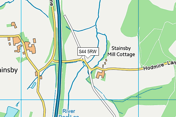 S44 5RW map - OS VectorMap District (Ordnance Survey)