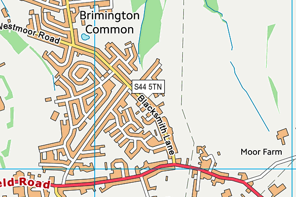 S44 5TN map - OS VectorMap District (Ordnance Survey)
