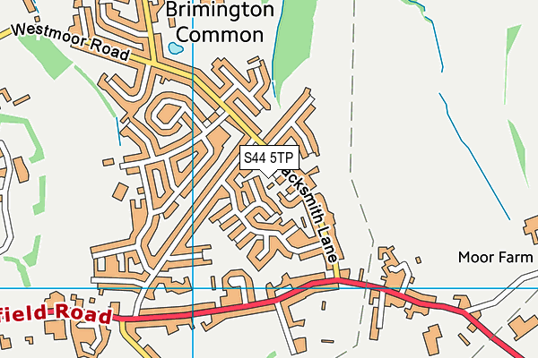 S44 5TP map - OS VectorMap District (Ordnance Survey)