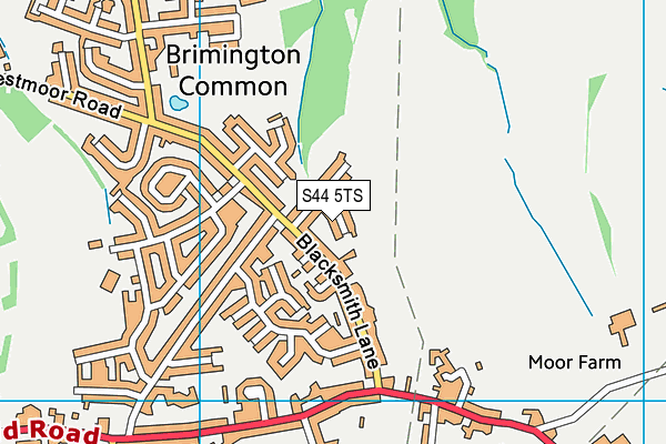 S44 5TS map - OS VectorMap District (Ordnance Survey)