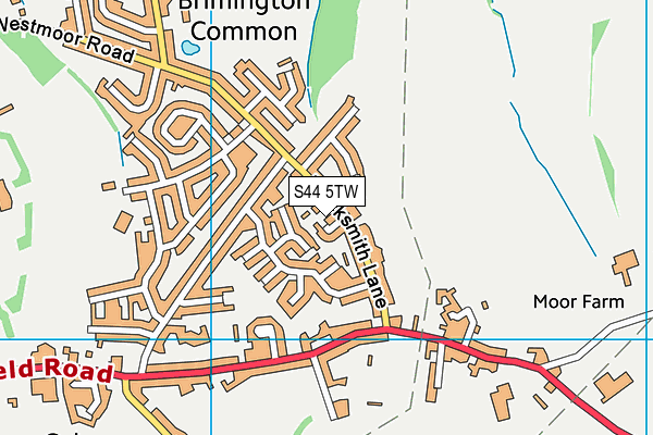S44 5TW map - OS VectorMap District (Ordnance Survey)