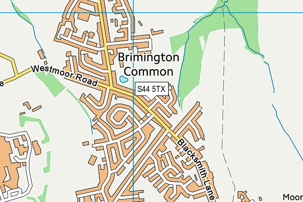 S44 5TX map - OS VectorMap District (Ordnance Survey)