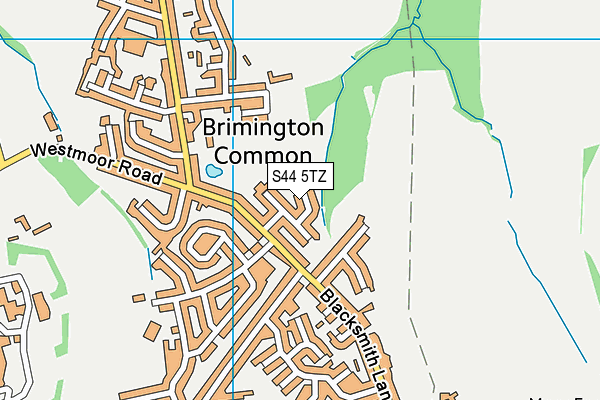 S44 5TZ map - OS VectorMap District (Ordnance Survey)