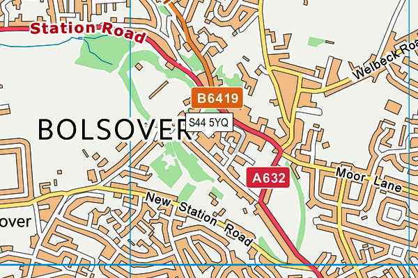 S44 5YQ map - OS VectorMap District (Ordnance Survey)