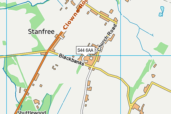 S44 6AA map - OS VectorMap District (Ordnance Survey)