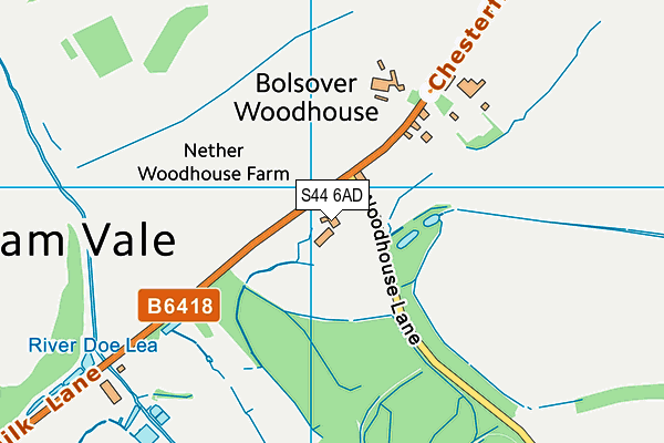 S44 6AD map - OS VectorMap District (Ordnance Survey)