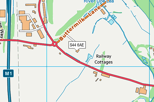 S44 6AE map - OS VectorMap District (Ordnance Survey)