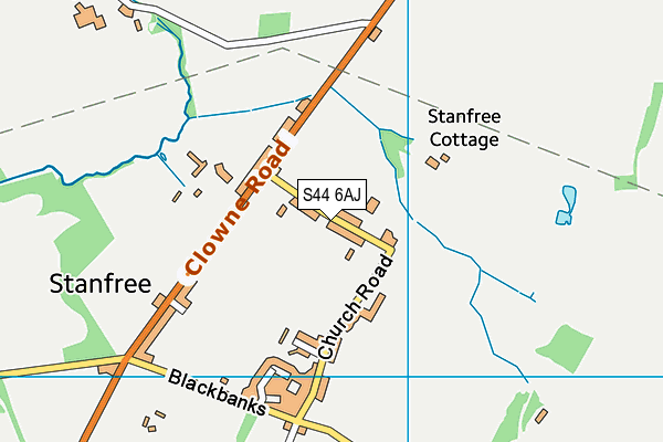 S44 6AJ map - OS VectorMap District (Ordnance Survey)