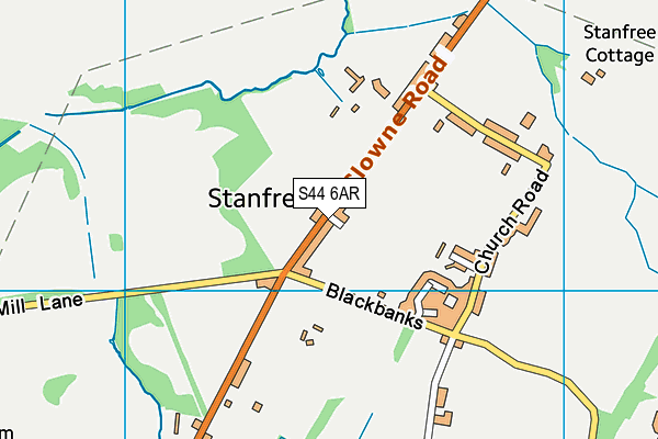 S44 6AR map - OS VectorMap District (Ordnance Survey)