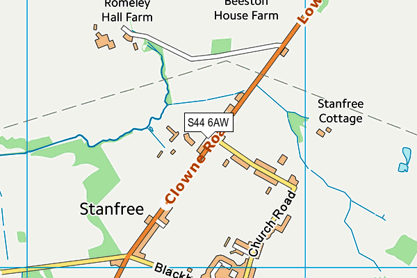 S44 6AW map - OS VectorMap District (Ordnance Survey)