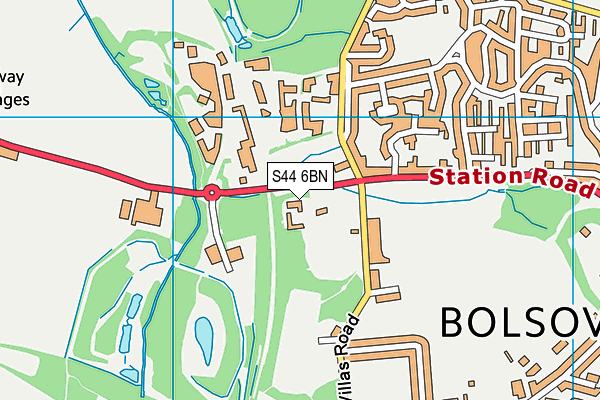 S44 6BN map - OS VectorMap District (Ordnance Survey)