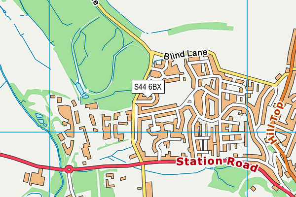 S44 6BX map - OS VectorMap District (Ordnance Survey)