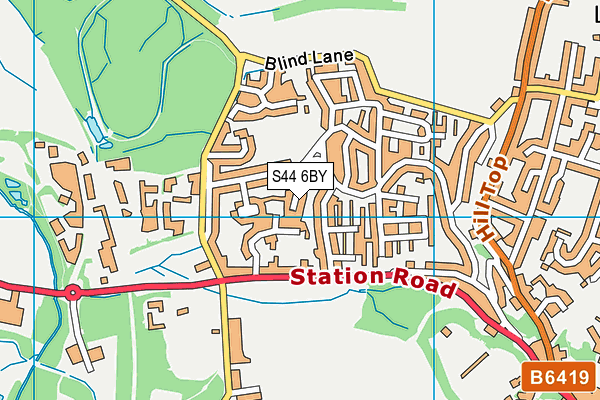 S44 6BY map - OS VectorMap District (Ordnance Survey)