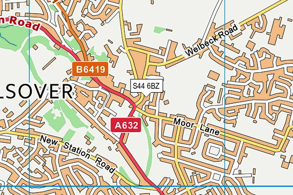 S44 6BZ map - OS VectorMap District (Ordnance Survey)
